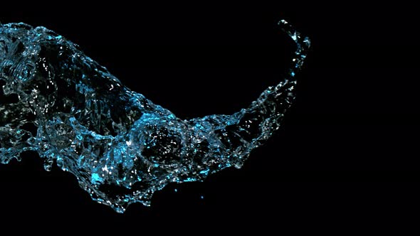 Super Slow Motion Shot of Water Splash on Black Background at 1000Fps