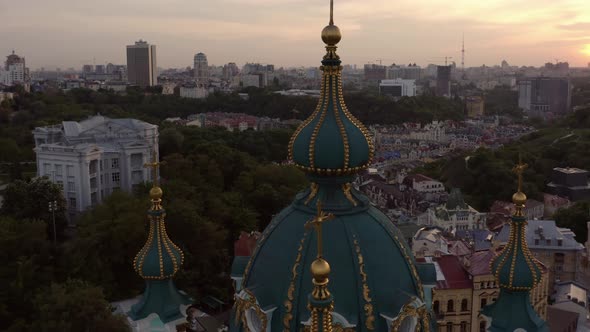 Saint Andrew Slavic Church with Green Roof and Golden Cross