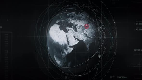 Digital Planet Map Interface Creates Territory Projection Of Kazakhstan alt