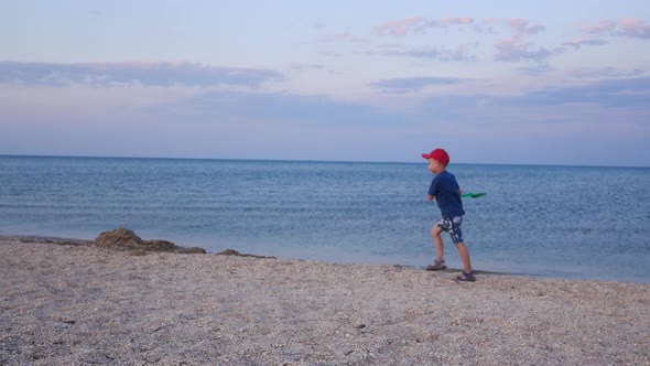 Boy 56 Years Old Playing on the Beach