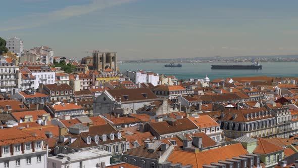 Cityscape of with Lisbon architecture and river, Portugal