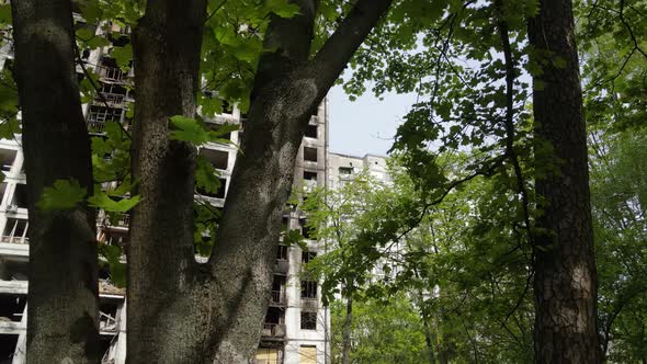 War in Ukraine  Burnt and Destroyed House in Kyiv