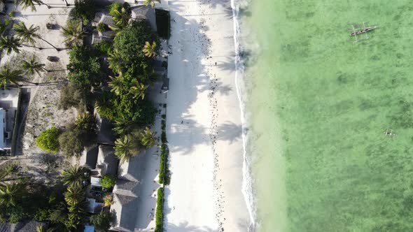 Zanzibar Island Tanzania  Aerial View of the Beach Near the Shore Slow Motion