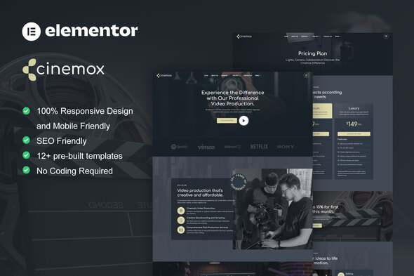 Cinemox - Video Production Company Elementor Pro Template Kit
