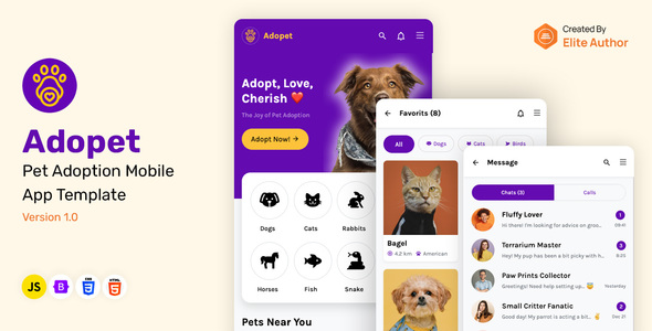 Adopet - Pet Adoption Mobile App Template