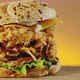 Fired Crispy Chicken Burger with Cheddar Cheese Lettuce Tomato and Onion - VideoHive Item for Sale