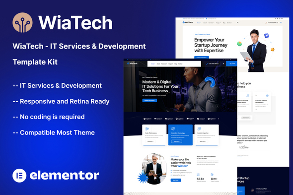 WiaTech - IT Services & Development Elementor Template Kit