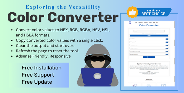 Color Converters (HEX, RGB, RGBA, HSV, HSL, and HSLA) for Blogger