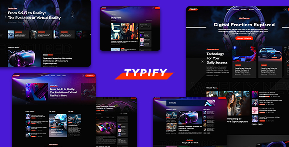 Typify - Tech Magazine Website Template for Photoshop (PSD)