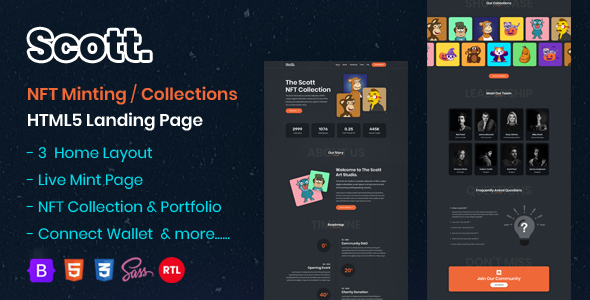 Scott - NFT Minting and Collection Landing Page HTML5 Template