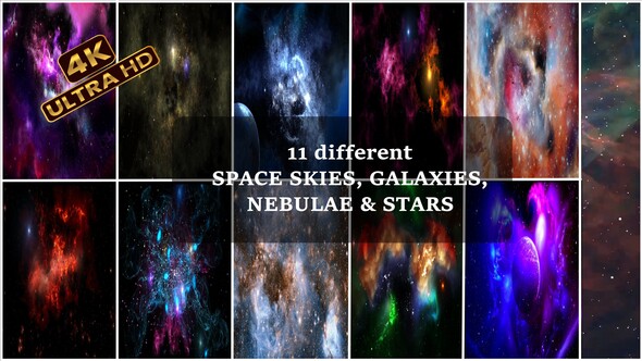 A complete pack of 11 different Astrological Space, Sky, Nebulae, Galaxies and Stars