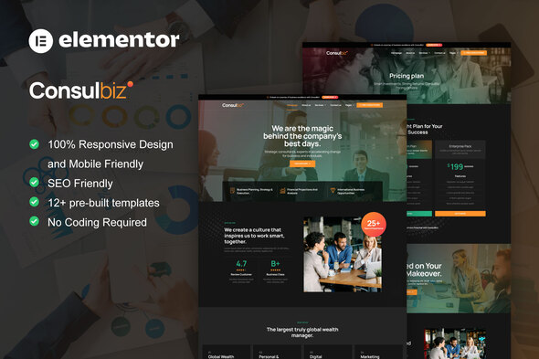 ConsulBiz - Business Consultant Elementor Template Kit