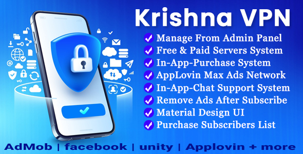 Krishna VPN Pro – Android VPN App With Admin Panel & In-App-Purchase