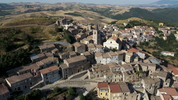 Aerial view of Cairano township, Irpinia, Campania, Italy.