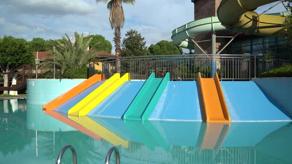 Colorful Children's Slides in the Water Park 4K