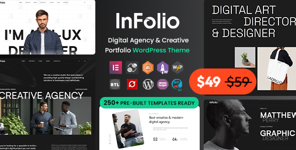 Infolio - Digital Agency & Creative Portfolio WordPress Elementor Theme