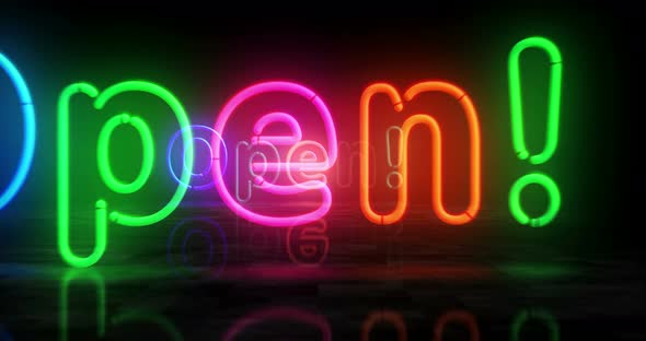 Open neon symbol 3d flight between alt
