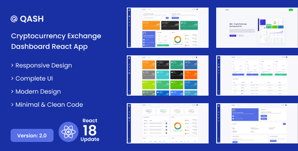 Qash - Cryptocurrency Exchange Dashboard React App + Dashboard