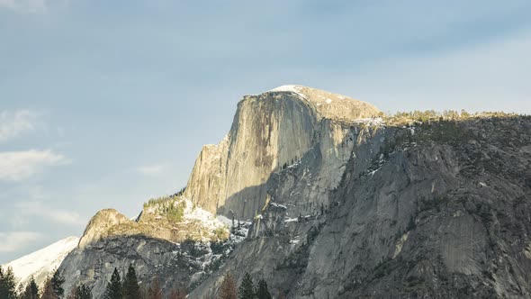 Time Lapse Yosemite Valley Pink Sunset Over Massive Summit Peak  Nature USA