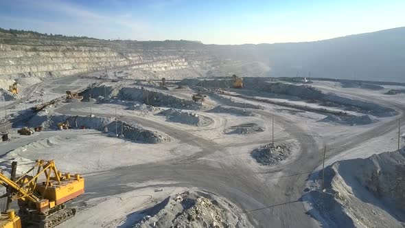 Panorama Excavators and Machines on Asbestos Mining Site