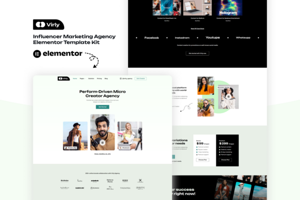 Virly - Influencer Marketing Agency Elementor Template Kit