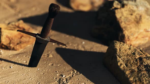 Retro Sword on Sand Beach