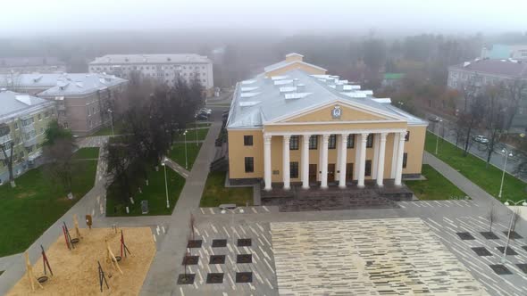 Elegant Culture Palace Square and Playground in Misty City