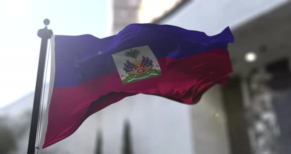 Haiti national flag waving