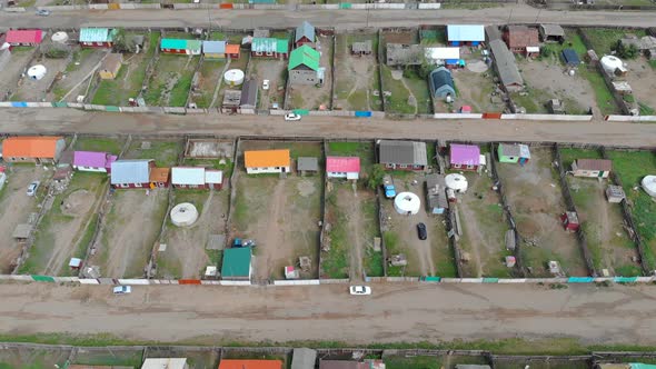 Aerial View of City Landscape of Colorful Houses in Mongolia