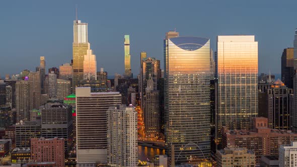 Chicago West Loop Skyline at Blue Hour