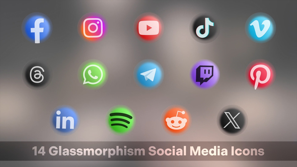 Glassmorphism Social Media Icons