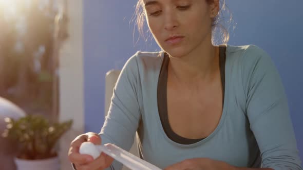 Woman wrapping hands alt