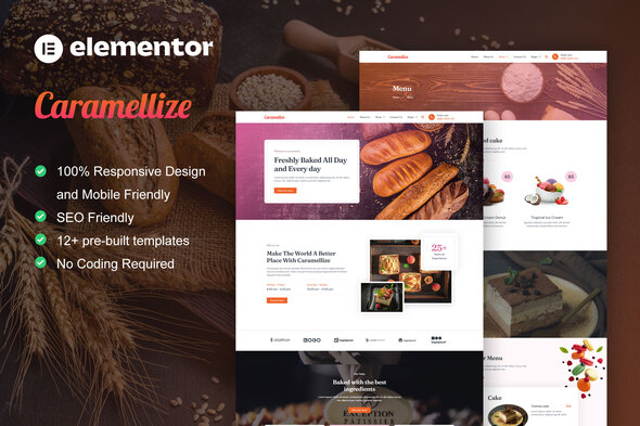 Caramellize - Bakery & Pastry Elementor Pro Template Kit