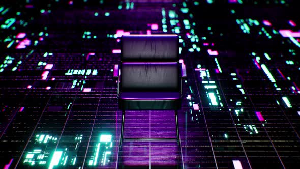 Black Chair on the Cyberspace Background Loop 4K