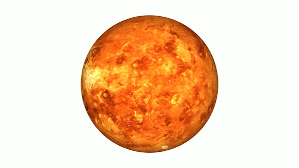 3d Spinning Realistic Venus Planet In Whit Background