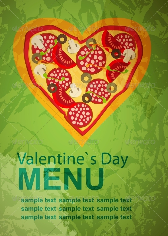 Pizza Menu Template on Valentines Day