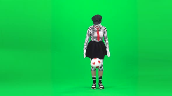 Mime Girl Playing with Ball, Smiling