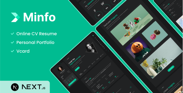 Minfo - Tailwind Personal Resume NextJS Template