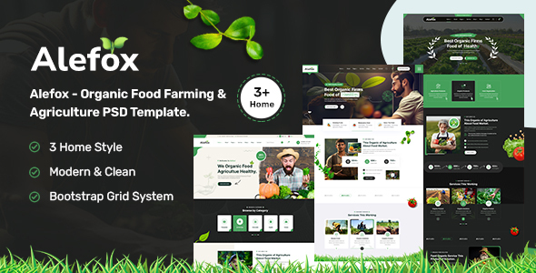 Alefox - Organic Food Farming & Agriculture PSD Template