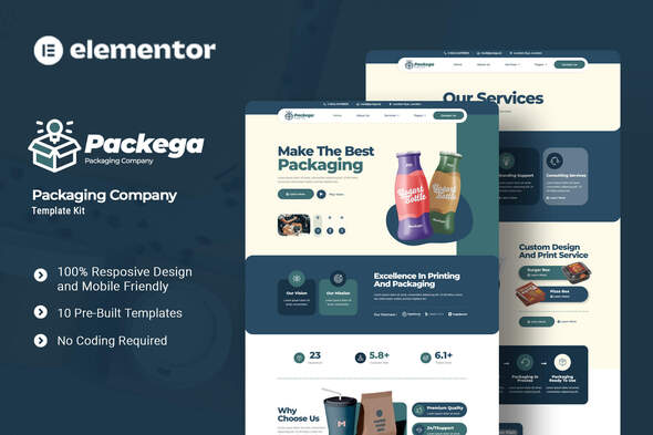 Packega - Packaging Company Elementor Template Kit