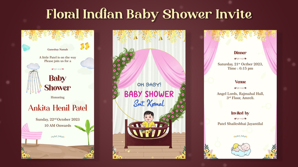 Floral Indian Baby Shower Invite