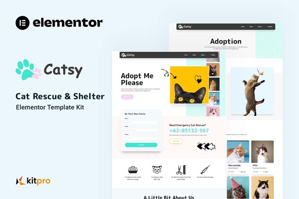 Catsy - Cat Rescue & Shelter Elementor Template Kit