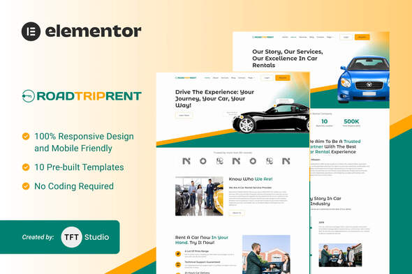 RoadTripRent - Premium Car Rental Elementor Template Kit