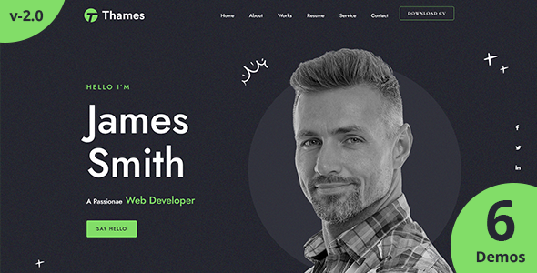 Thames - One Page Personal Portfolio Html Template