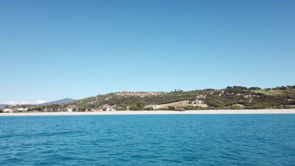 Italian coast in summer seen from the motorboat