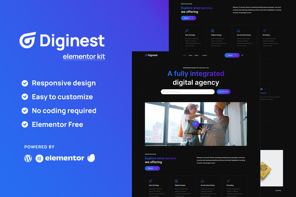Diginest - Digital Agency Services Elementor Template Kit