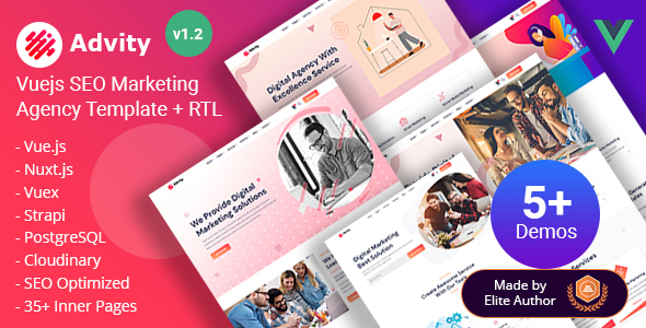 Advity - IT & SEO Marketing Startup Vuejs with Strapi 4 Template