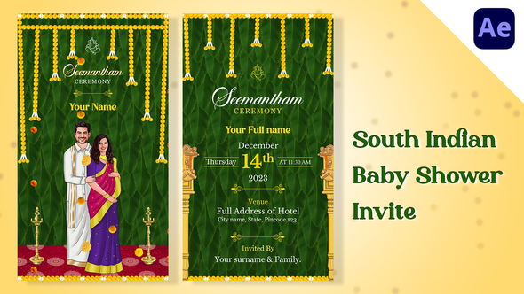 South Indian Seemantham Baby Shower Invitation