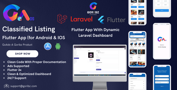 GoAds-Classified Listing Flutter App (for Android & IOS) with Laravel Dashboard