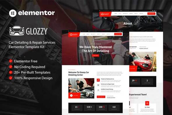 Glozzy - Car Detailing & Repair Service Elementor Template Kit